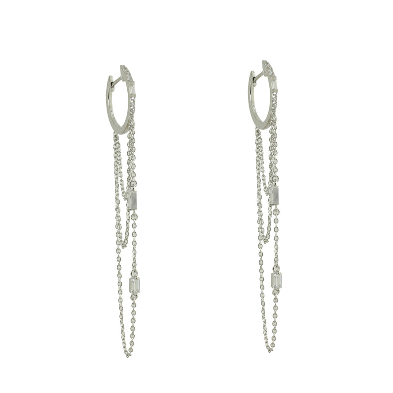 Silver long chain earrings 