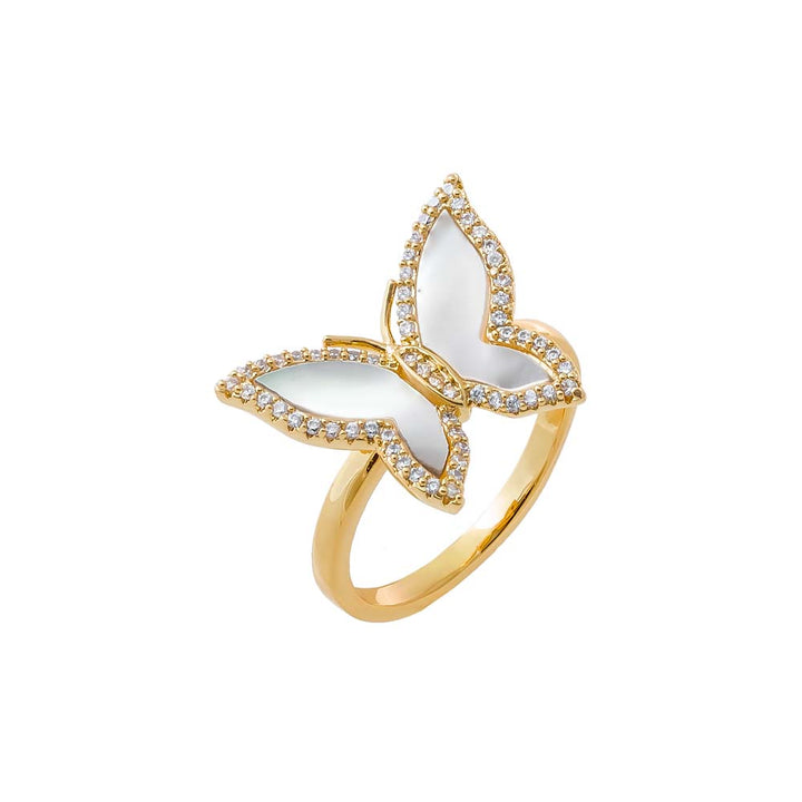 BIG PEARL BUTTERFLY RING