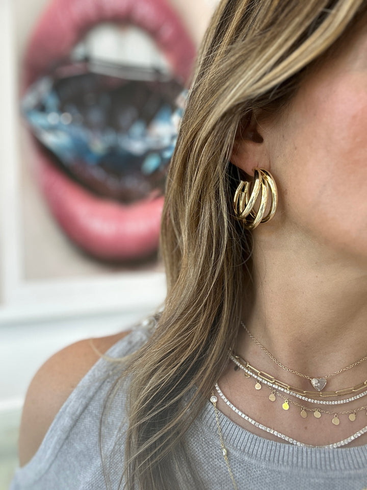 TRIPLE TUBE HOOP EARRINGS