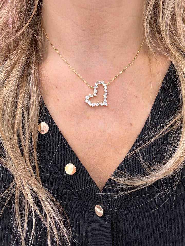 MIXED STONE HEART NECKLACE
