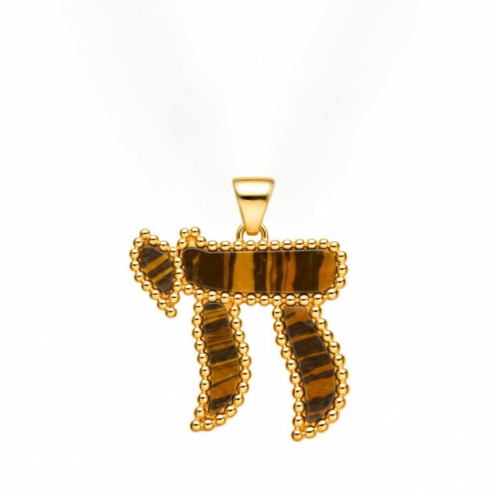 BEADED BORDER CHAI PENDANT