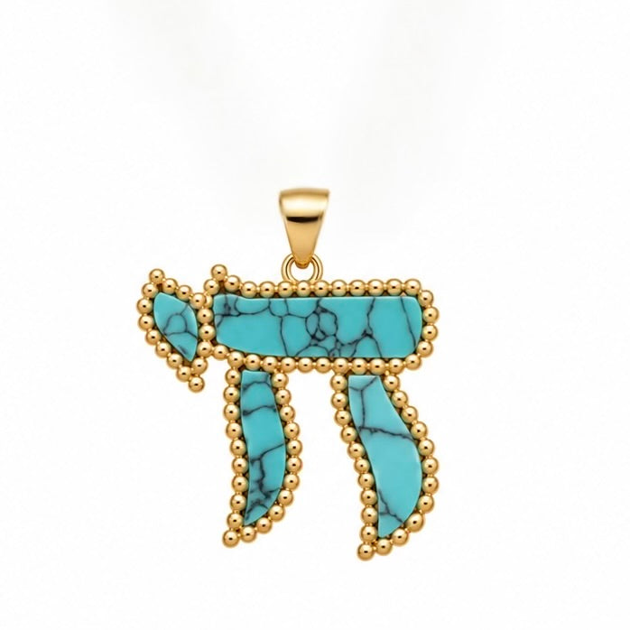 BEADED BORDER CHAI PENDANT