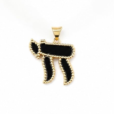 BEADED BORDER CHAI PENDANT