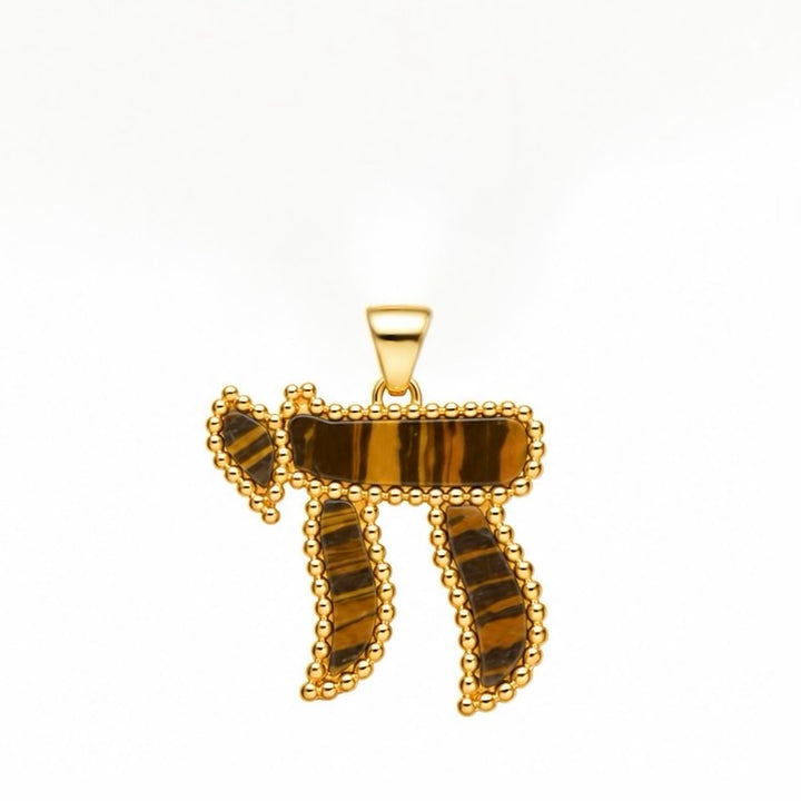 BEADED BORDER CHAI PENDANT