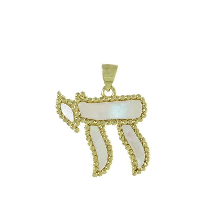 BEADED BORDER CHAI PENDANT