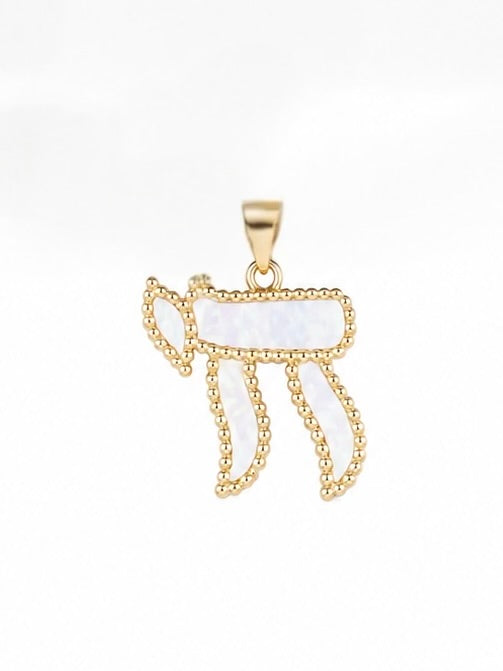BEADED BORDER CHAI PENDANT