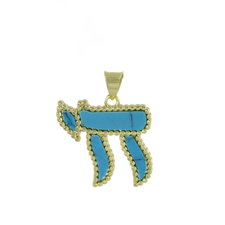 BEADED BORDER CHAI PENDANT