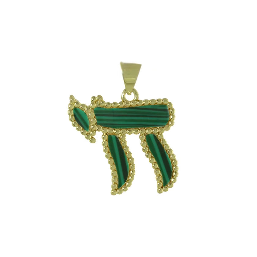 BEADED BORDER CHAI PENDANT
