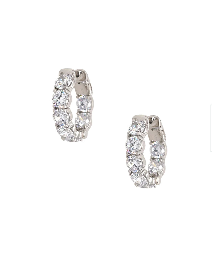 OVAL DIAMOND HOOP EARRINGS - small hoop with big diamonds