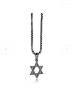Men’s gunmetal star of David necklace 