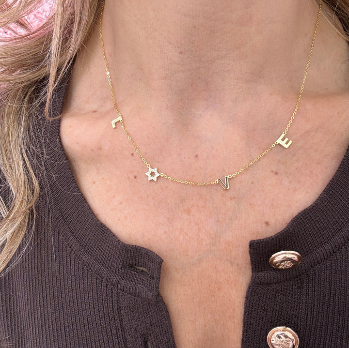CZ STAR OF DAVID LOVE NECKLACE