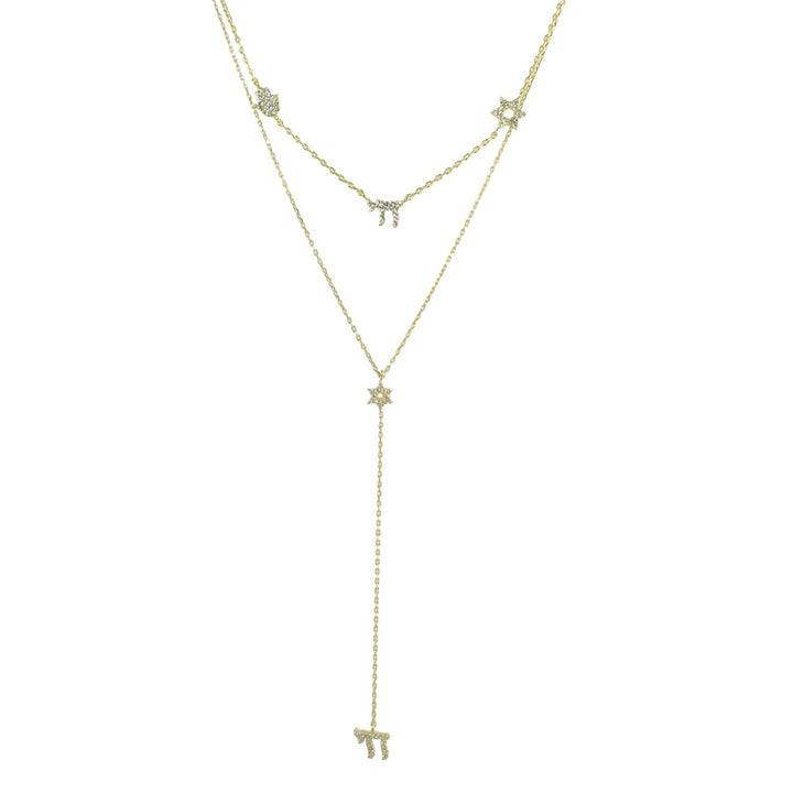 PAVÈ STAR CHAI HAMSA NECKLACE LARIAT SET
