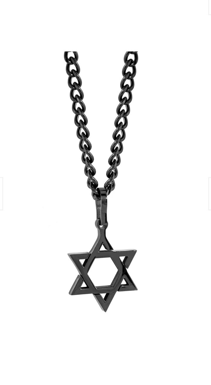 Men’s black star of David necklace