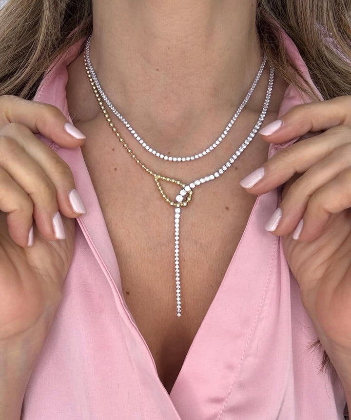 TWO TONE TENNIS Y LARIAT NECKLACE