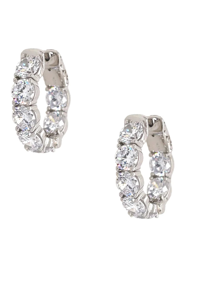 OVAL DIAMOND HOOP EARRINGS - small hoop with big diamonds