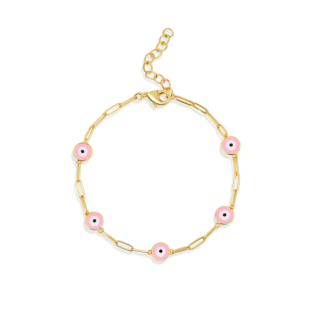 COLOR EVIL EYE PAPERCLIP BRACELET