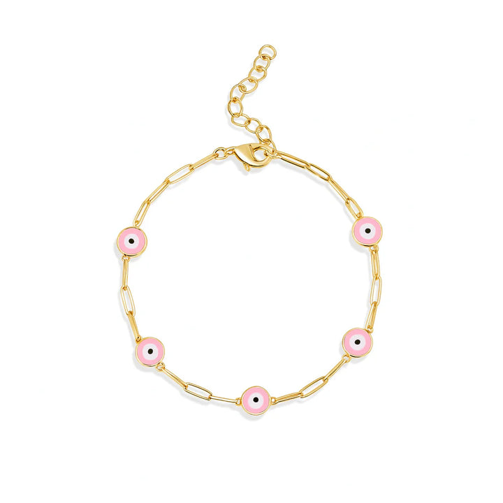 COLOR EVIL EYE PAPERCLIP BRACELET