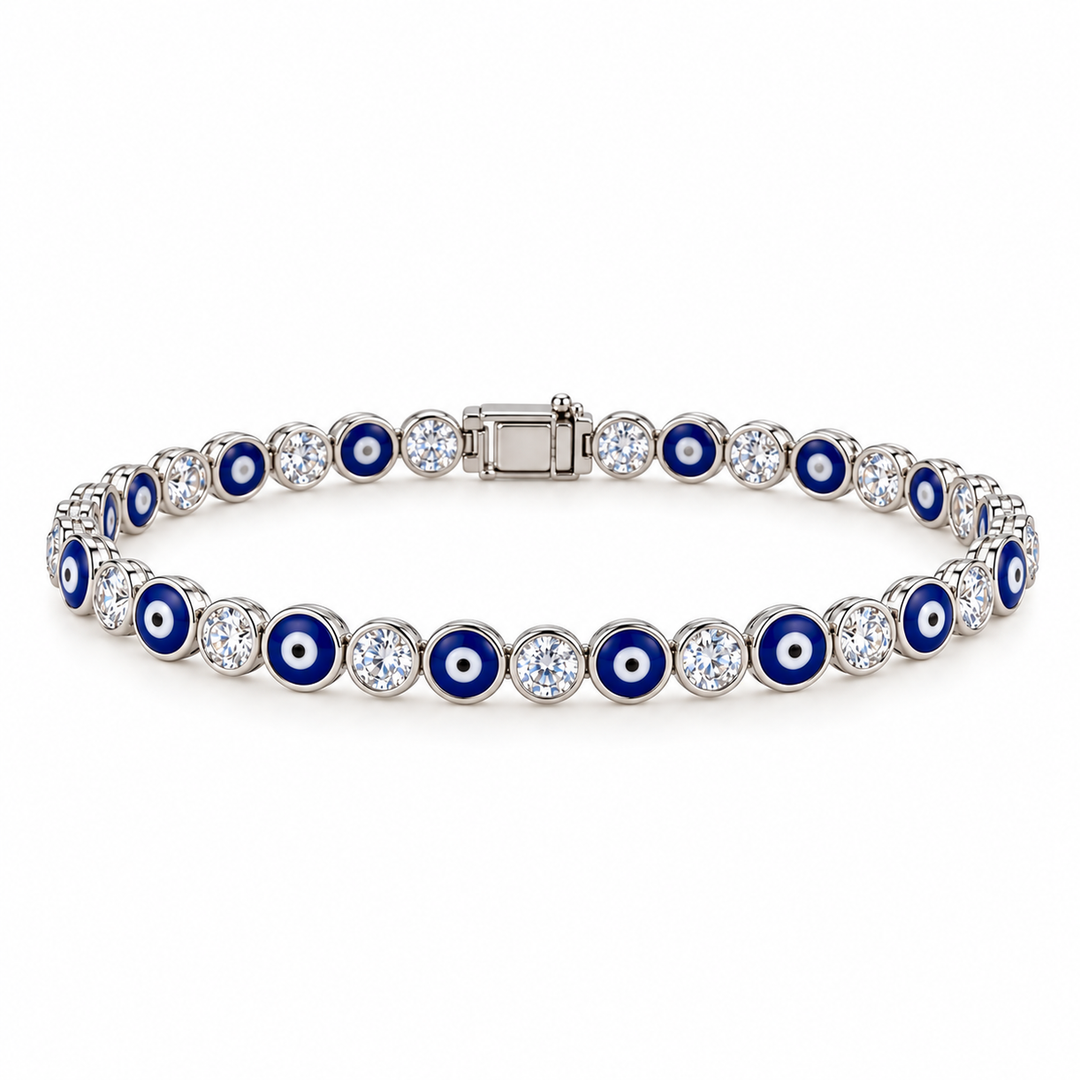 ENAMEL BEZEL EVIL EYE TENNIS BRACELET