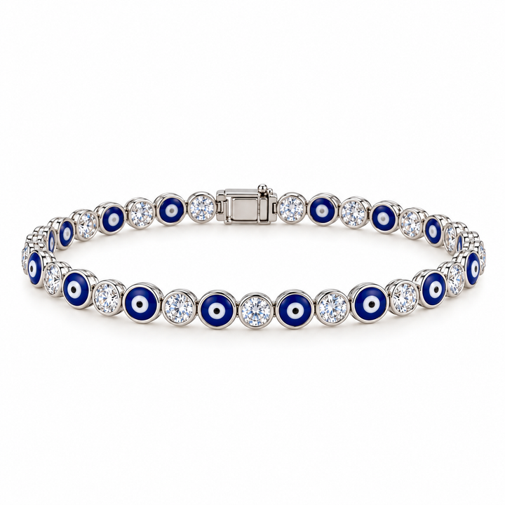 ENAMEL BEZEL EVIL EYE TENNIS BRACELET