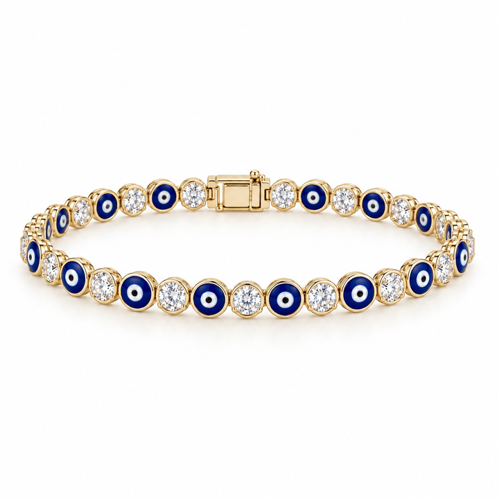 ENAMEL BEZEL EVIL EYE TENNIS BRACELET