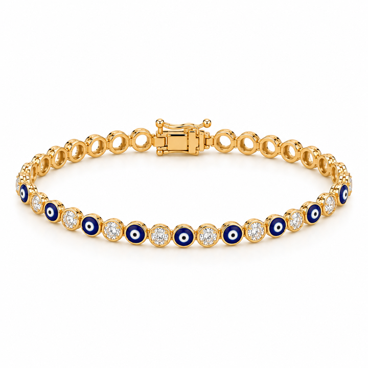 ENAMEL BEZEL EVIL EYE TENNIS BRACELET