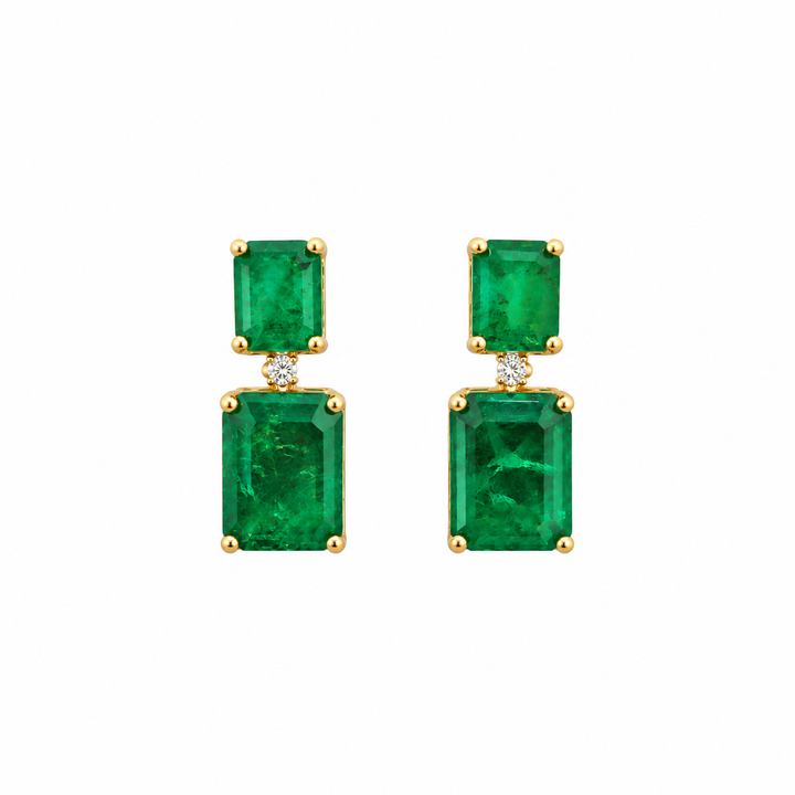 EMERALD DOUBLE DROP EARRINGS