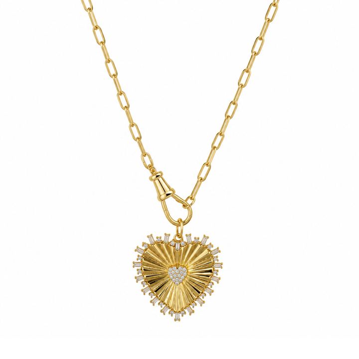 FANCY FLUTED HEART NECKLACE