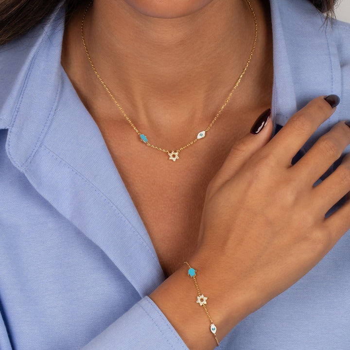 TURQUOISE STAR HAMSA EYE BRACELET