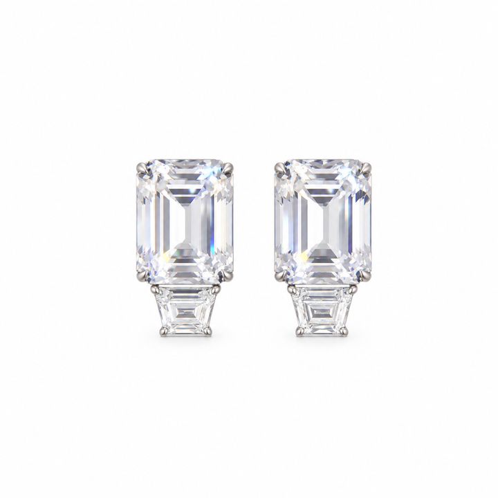 EMELRALD CUT BAGUETTE STUD EARRINGS