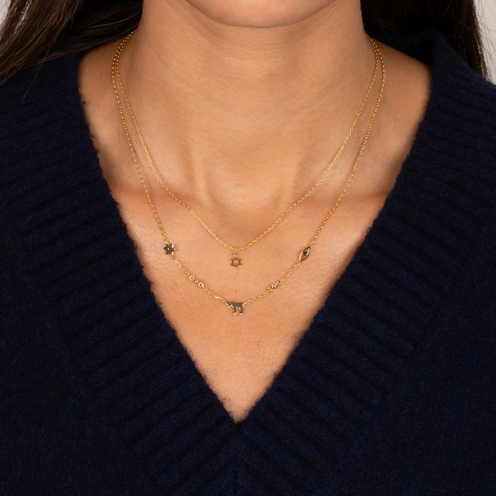 MINI STAR OF DAVID CHAI EYE NECKLACE  (or bracelet)
