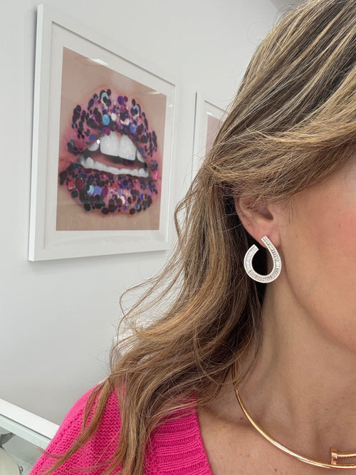 BAGUETTE OPEN HOOP EARRINGS