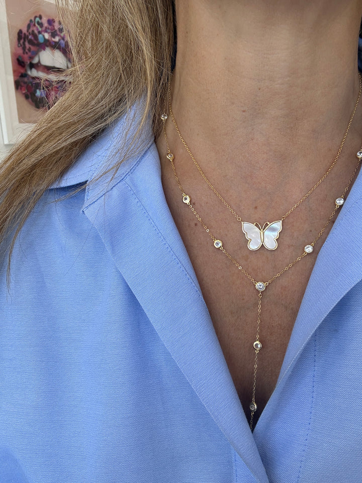 MOTHER OF PEARL BUTTERFLY NECKLACE