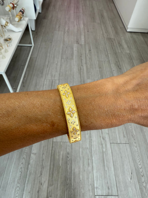 BRUSHED GOLD CZ EMBELLISHED BANGLE