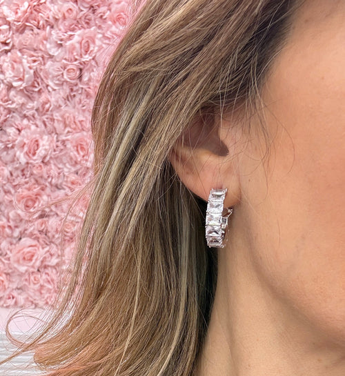 EMERALD CUT HOOPS