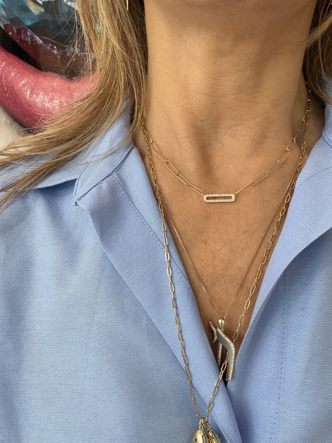 MINI CABLE LINK CZ RECTANGLE NECKLACE