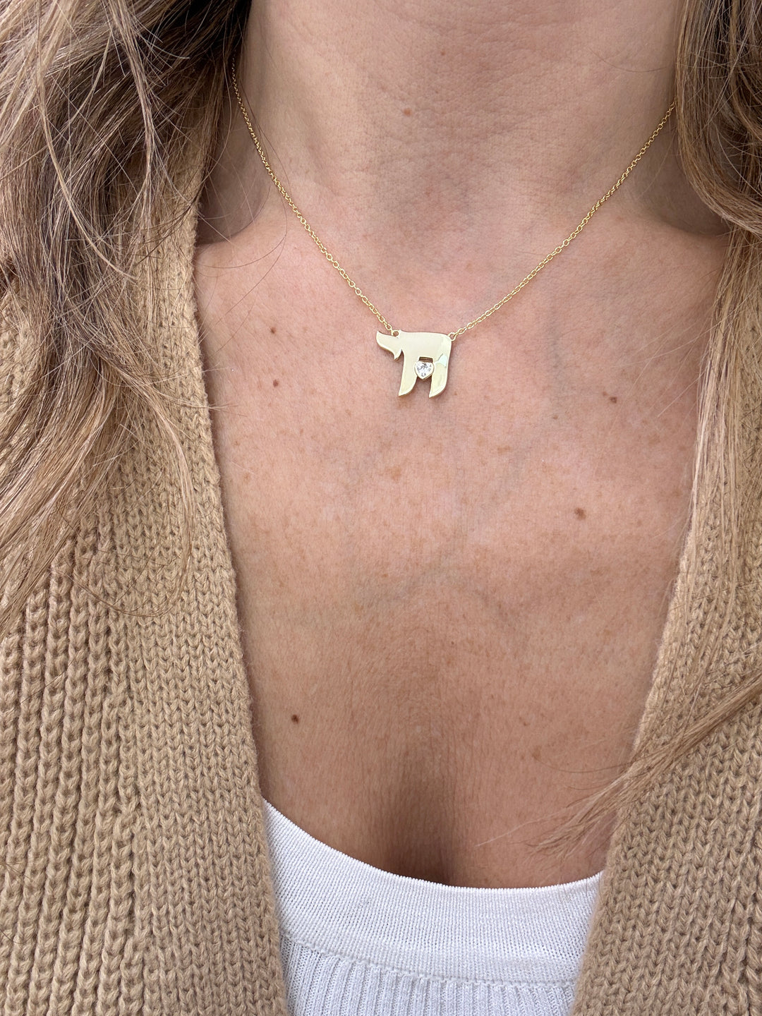 DIAMOND HEART CHAI NECKLACE