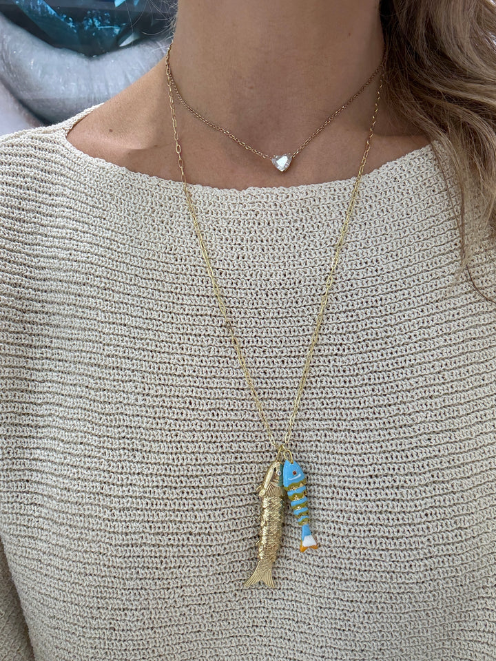 DOUBLE FISH LINK NECKLACE