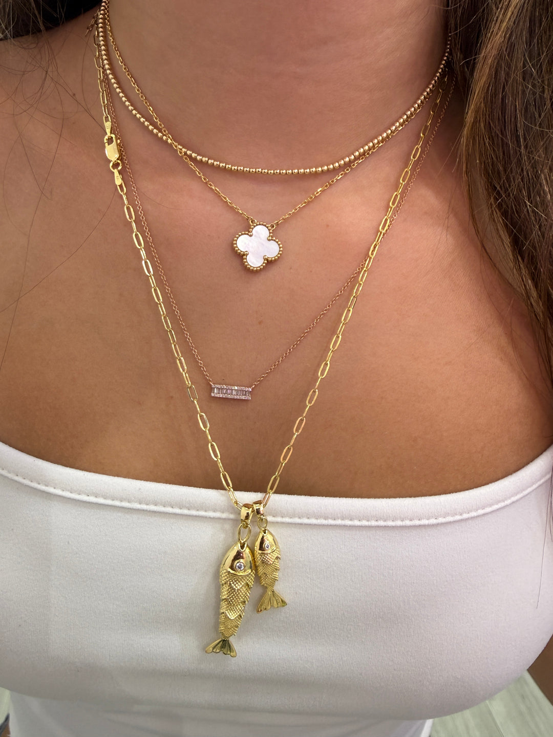 DOUBLE FISH LINK NECKLACE