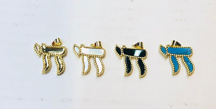 BEAD BORDER GOLD CHAI NECKLACE