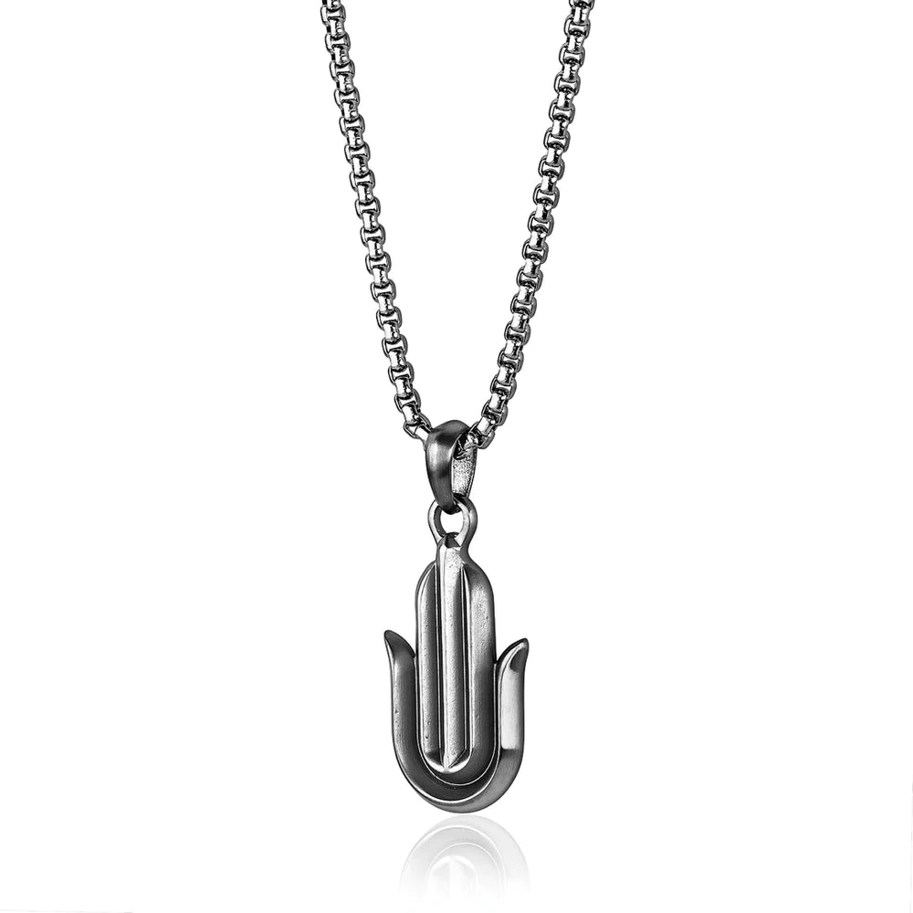 mens silver hamsa necklace