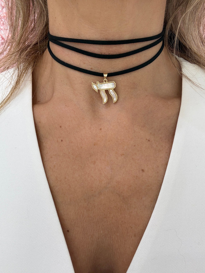 BEAD CHAI WRAP CORD CHOKER