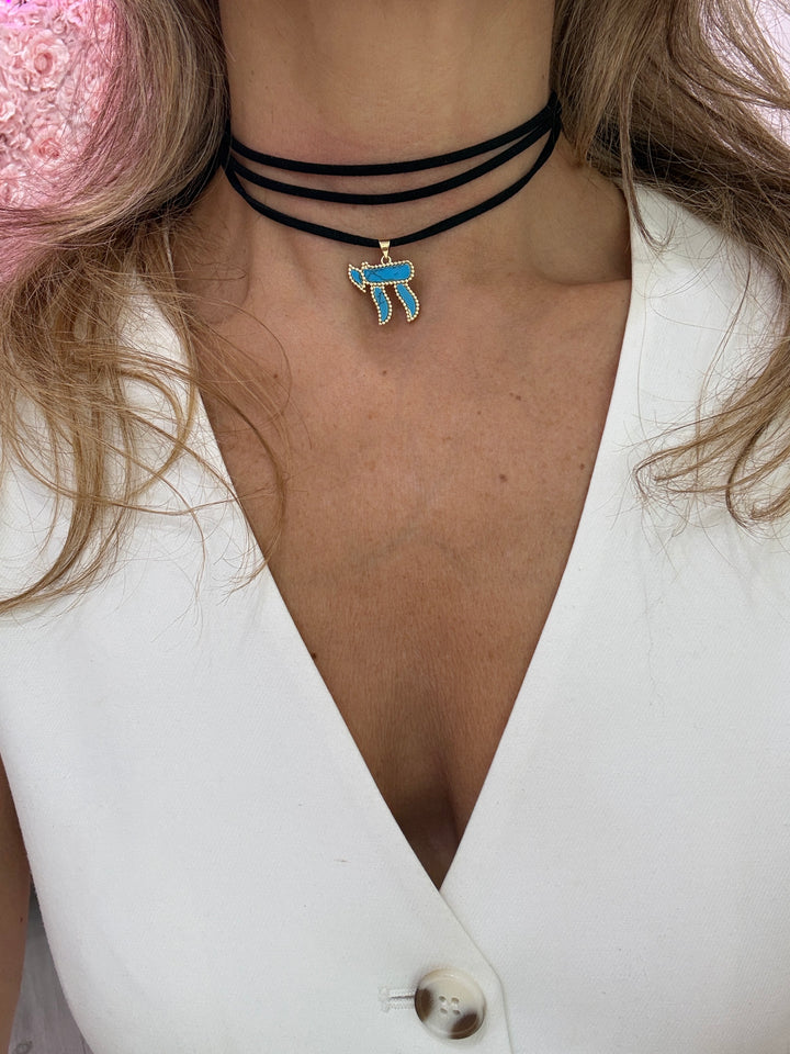 BEAD CHAI WRAP CORD CHOKER