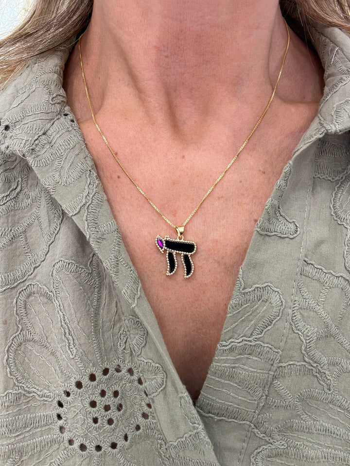 BEAD BORDER CHAI NECKLACE