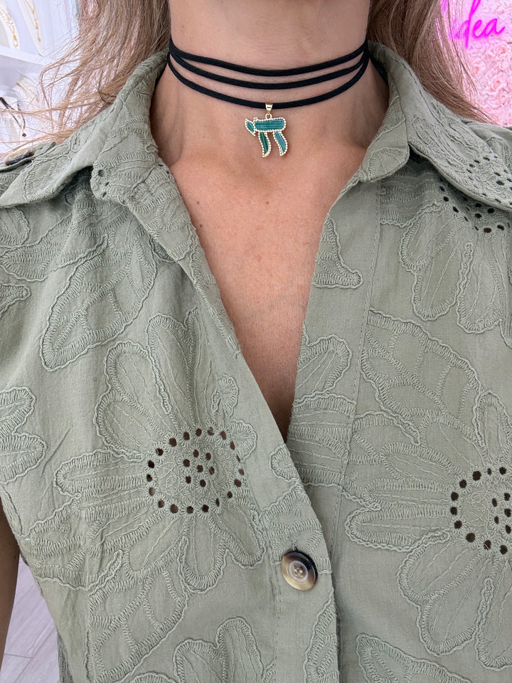 BEAD CHAI WRAP CORD CHOKER