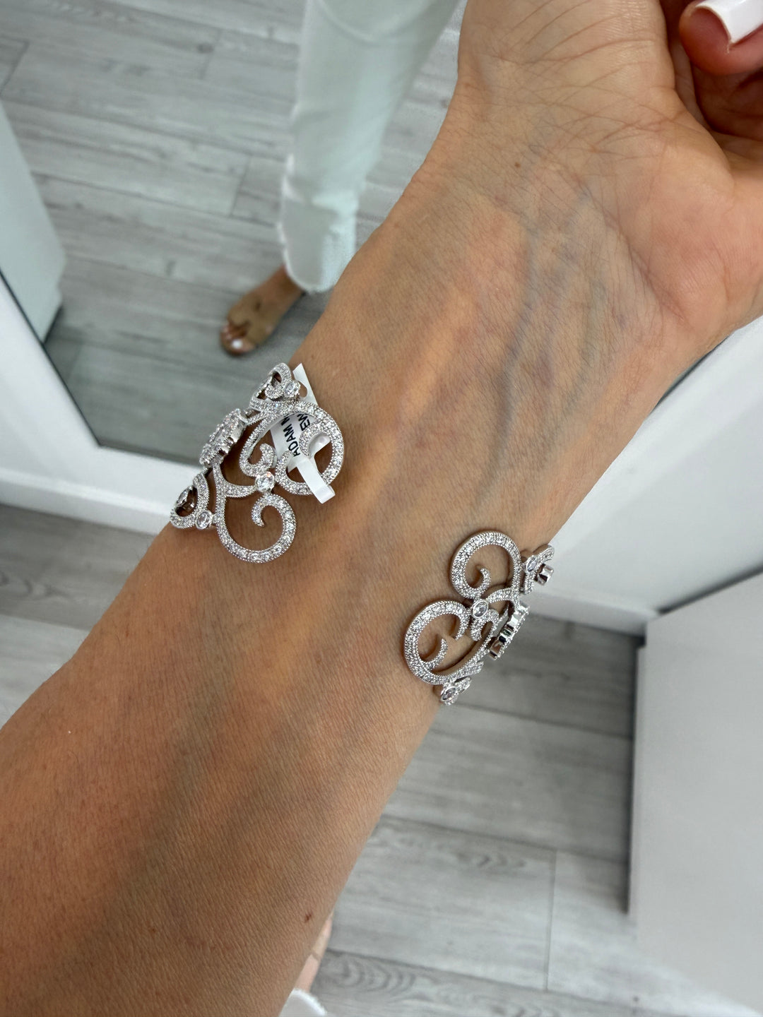 CZ FLORAL FILIGREE CUFF BRACELET