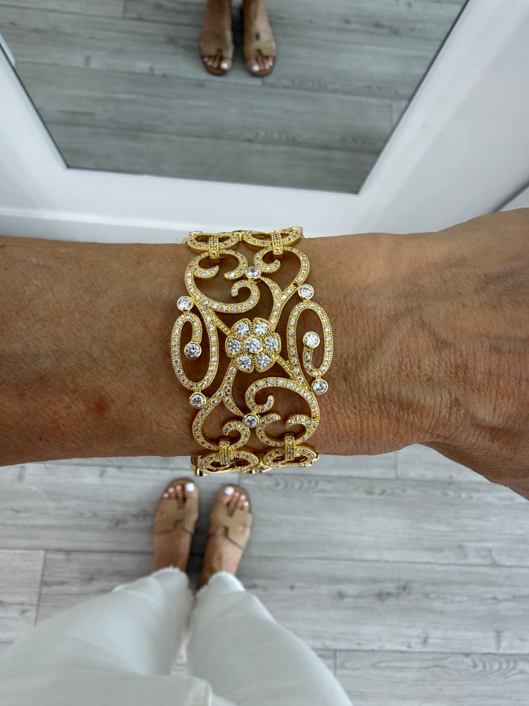 CZ FLORAL FILIGREE CUFF BRACELET