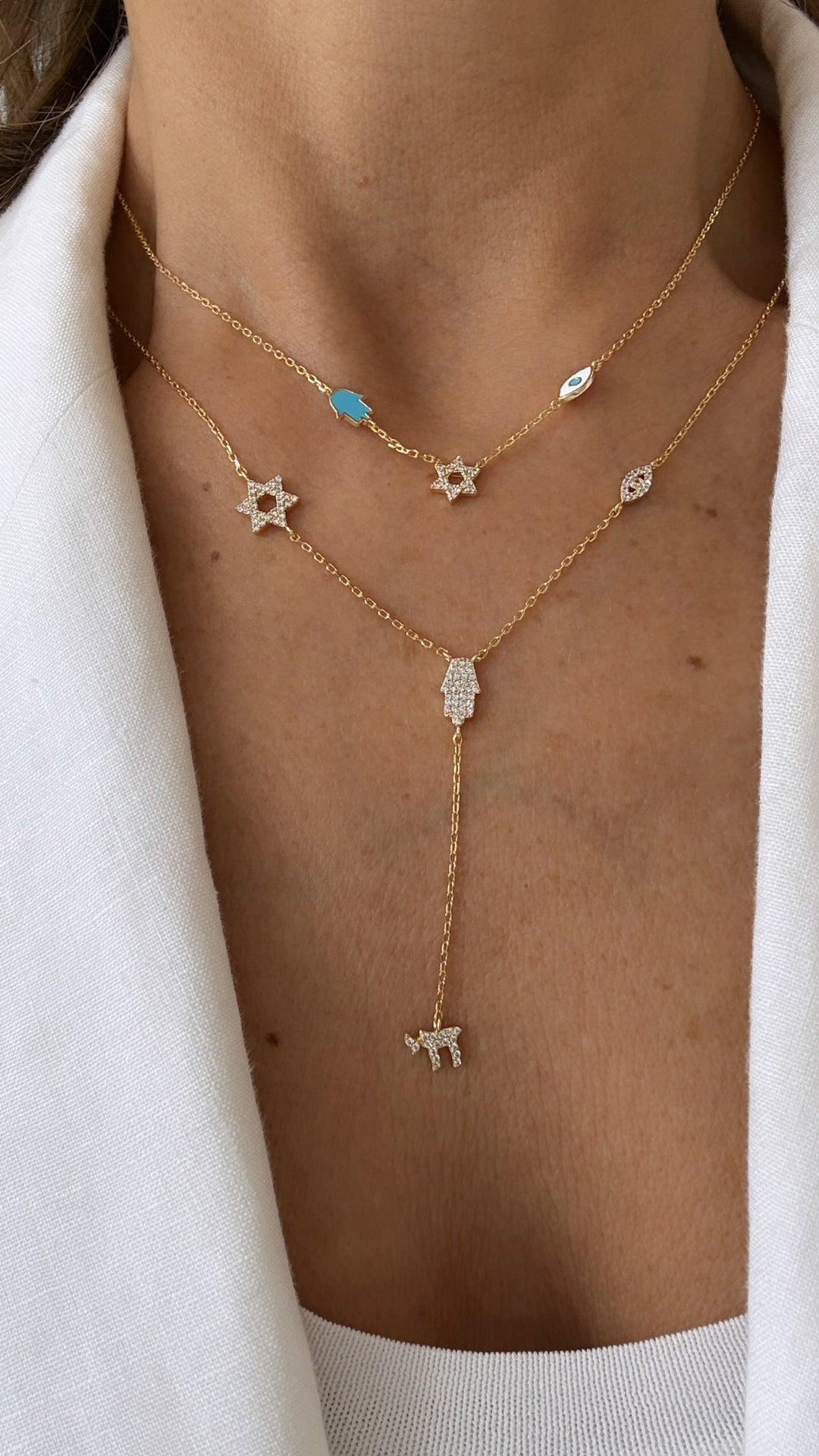 TURQUOOSE STAR CHAI EYE NECKLACE