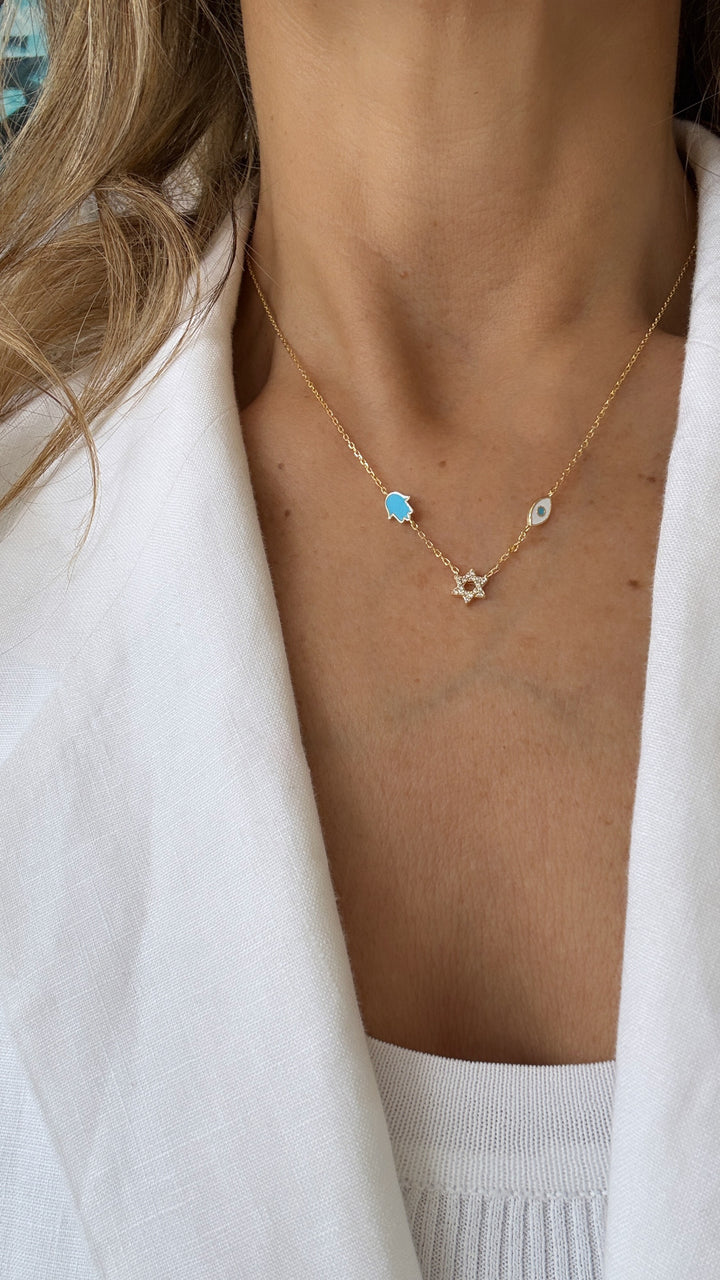 TURQUOOSE STAR CHAI EYE NECKLACE