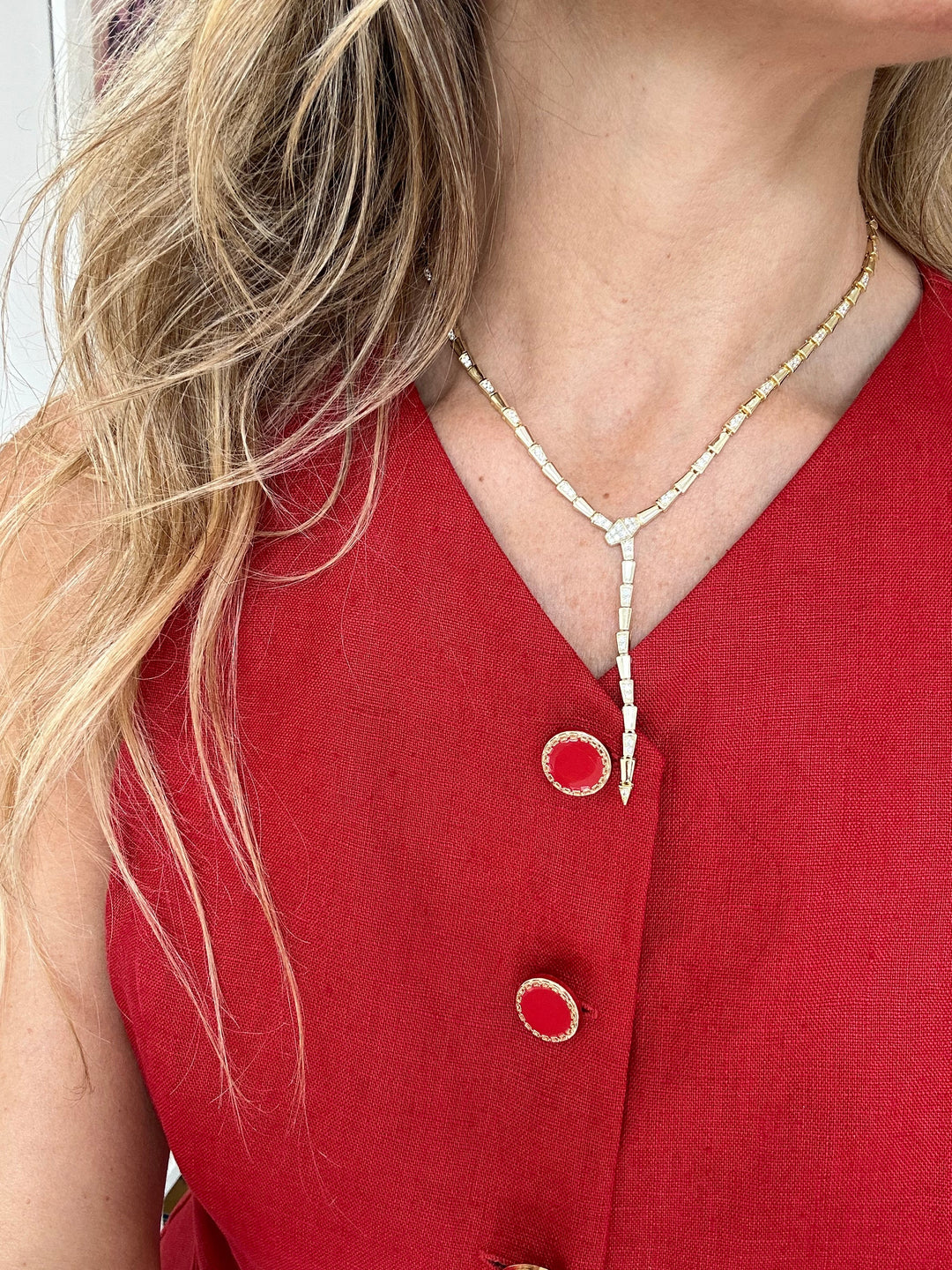 GOLD SERPENT SNAKE LARIAT NECKLACE