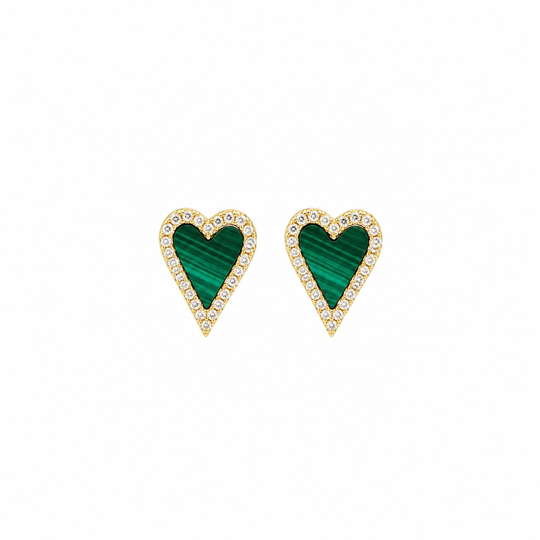 SMALL ENAMEL ELONGATED HEART EARRINGS